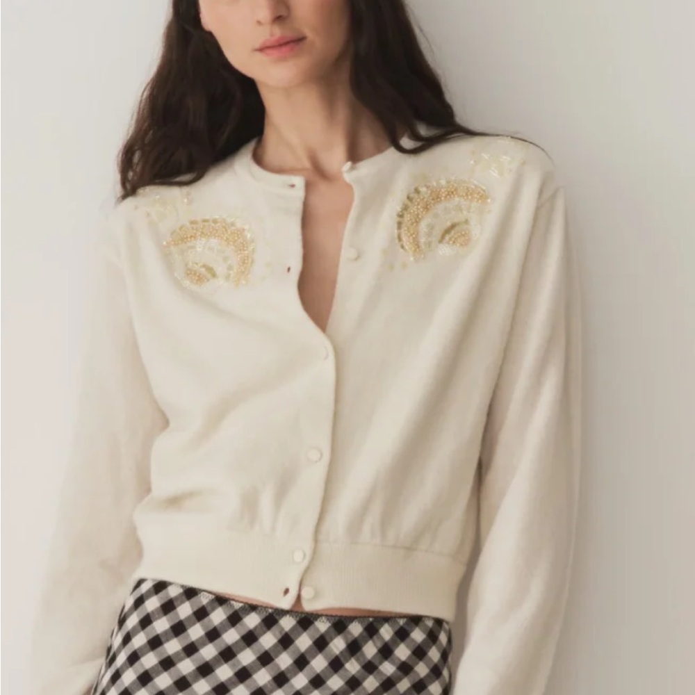 DÔEN Andrina Cardigan in Eggshell Flaws